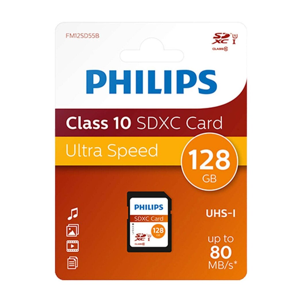 Philips SDXC Card 128GB Class 10 UHS-I U1 cena un informācija | Atmiņas kartes mobilajiem telefoniem | 220.lv