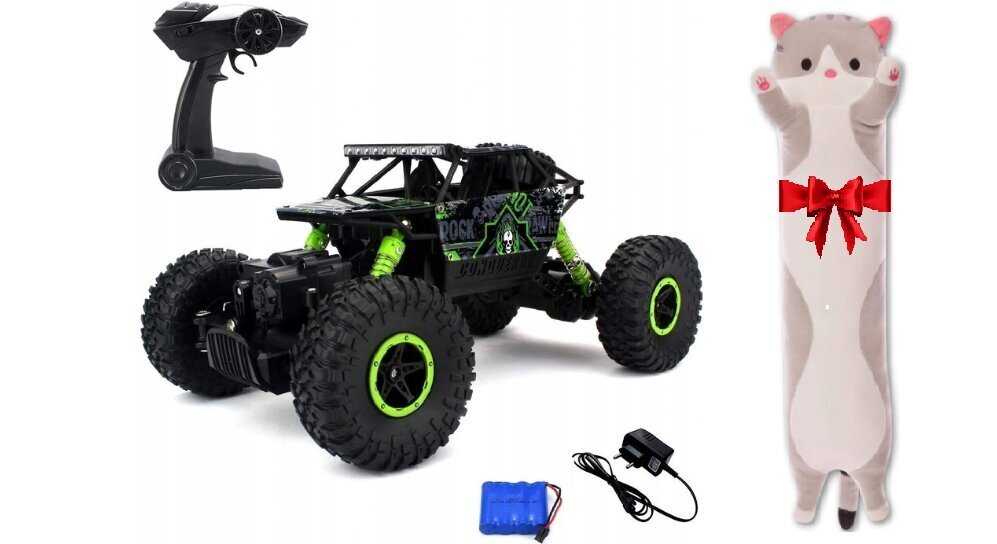 Tālvadības mašīna Rock Crawler 4x4 un plīša spilvens Cat, 50 cm cena un informācija | Rotaļlietas zēniem | 220.lv