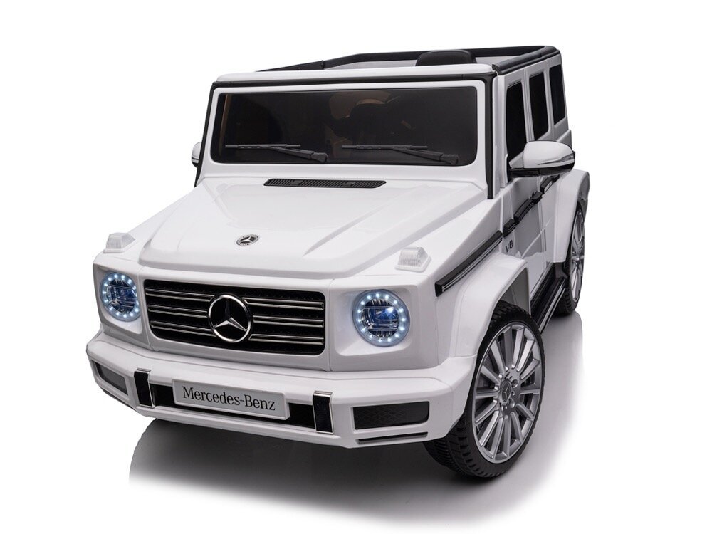 Bērnu vienvietīgs elektroauto Mercedes-Benz G500 ar mūzikas moduli, balts cena un informācija | Bērnu elektroauto | 220.lv