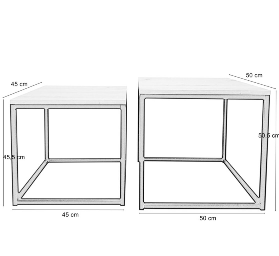 Kafijas galds moderns DOUBLE, Decorates 50x50 cm, zelts cena un informācija | Žurnālgaldiņi | 220.lv