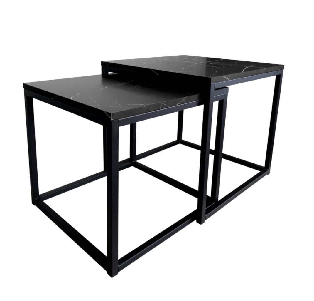 Kafijas galds moderns DOUBLE, Decorates 50x50 cm, melns cena un informācija | Žurnālgaldiņi | 220.lv