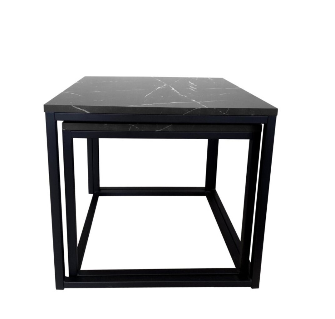 Kafijas galds moderns DOUBLE, Decorates 50x50 cm, melns cena un informācija | Žurnālgaldiņi | 220.lv