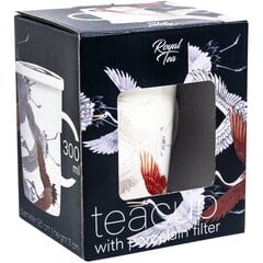 Tējas krūze ar filtru, porcelāna krūzīte ar dzērvēm 300ml - Royal Tea цена и информация | Стаканы, фужеры, кувшины | 220.lv