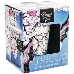 Porcelāna tējas krūze ar filtru, mandeļu ziedi 300ml - Royal Tea цена и информация | Стаканы, фужеры, кувшины | 220.lv