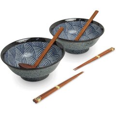 Seigaiha zilo ramen bļodu komplekts, 6 gabali - Edo Japāna цена и информация | Посуда, тарелки, обеденные сервизы | 220.lv