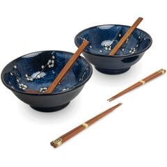 Hana zilo ramen bļodu komplekts, 6 gabali - Edo Japāna цена и информация | Посуда, тарелки, обеденные сервизы | 220.lv