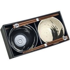 Japāņu trauku komplekts melnbalts un balts, 4 gabali - Edo Japāna цена и информация | Посуда, тарелки, обеденные сервизы | 220.lv