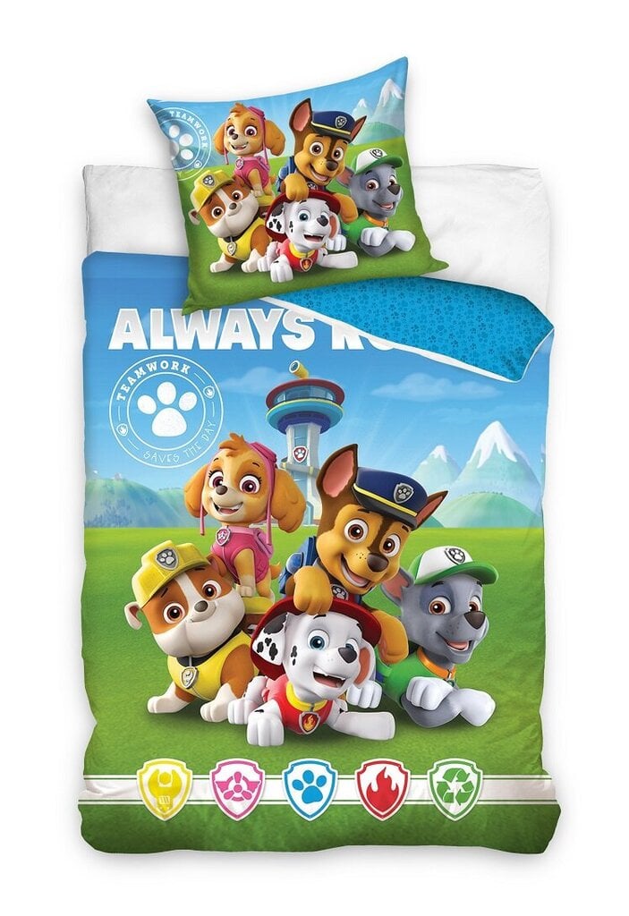 Gultas veļas komplekts Paw Patrol, 150 x 210 cm, 2 daļas cena un informācija | Bērnu gultas veļa | 220.lv