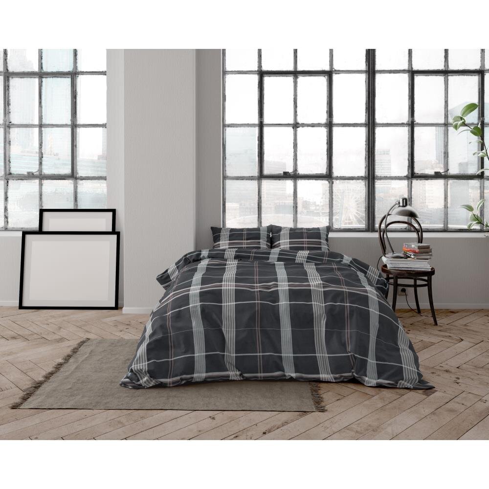 Flaneļa gultas veļas komplekts Bruce, 240x220cm, tumši pelēks cena un informācija | Gultas veļas komplekti | 220.lv