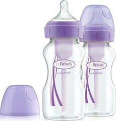 Barošanas pudelīte Dr. Brown's Options+ WB92603, 0+ mēn, 270 ml, 2 gab. cena un informācija | Bērnu pudelītes un to aksesuāri | 220.lv