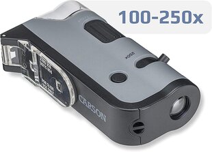 Carson MP-2250 MICLIP 100X-25X Pocket Microscope с смартфонаром для фотографий и видео цена и информация | Телескопы и микроскопы | 220.lv