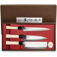 3 Houcho japāņu nažu komplekts, Sashimi, Santoku, Nakiri, Satake galda piederumi cena un informācija | Naži un to piederumi | 220.lv