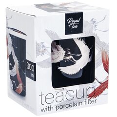 Tējas krūze ar filtru, porcelāna krūzīte Cranes Black 300ml, Royal Tea цена и информация | Стаканы, фужеры, кувшины | 220.lv