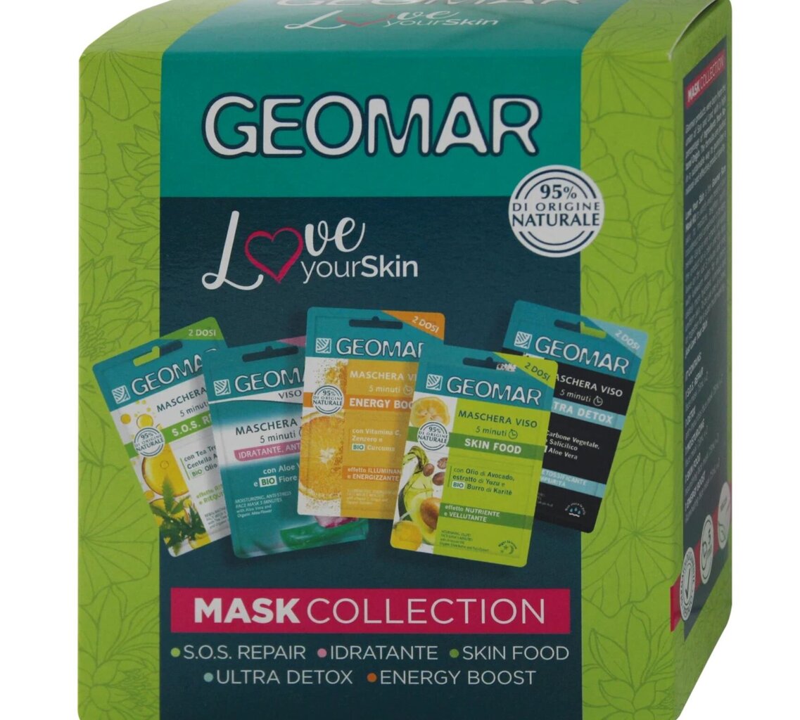 Sejas masku komplekts Geomar Love Your Skin, 5 gab. cena un informācija | Sejas maskas, acu maskas | 220.lv