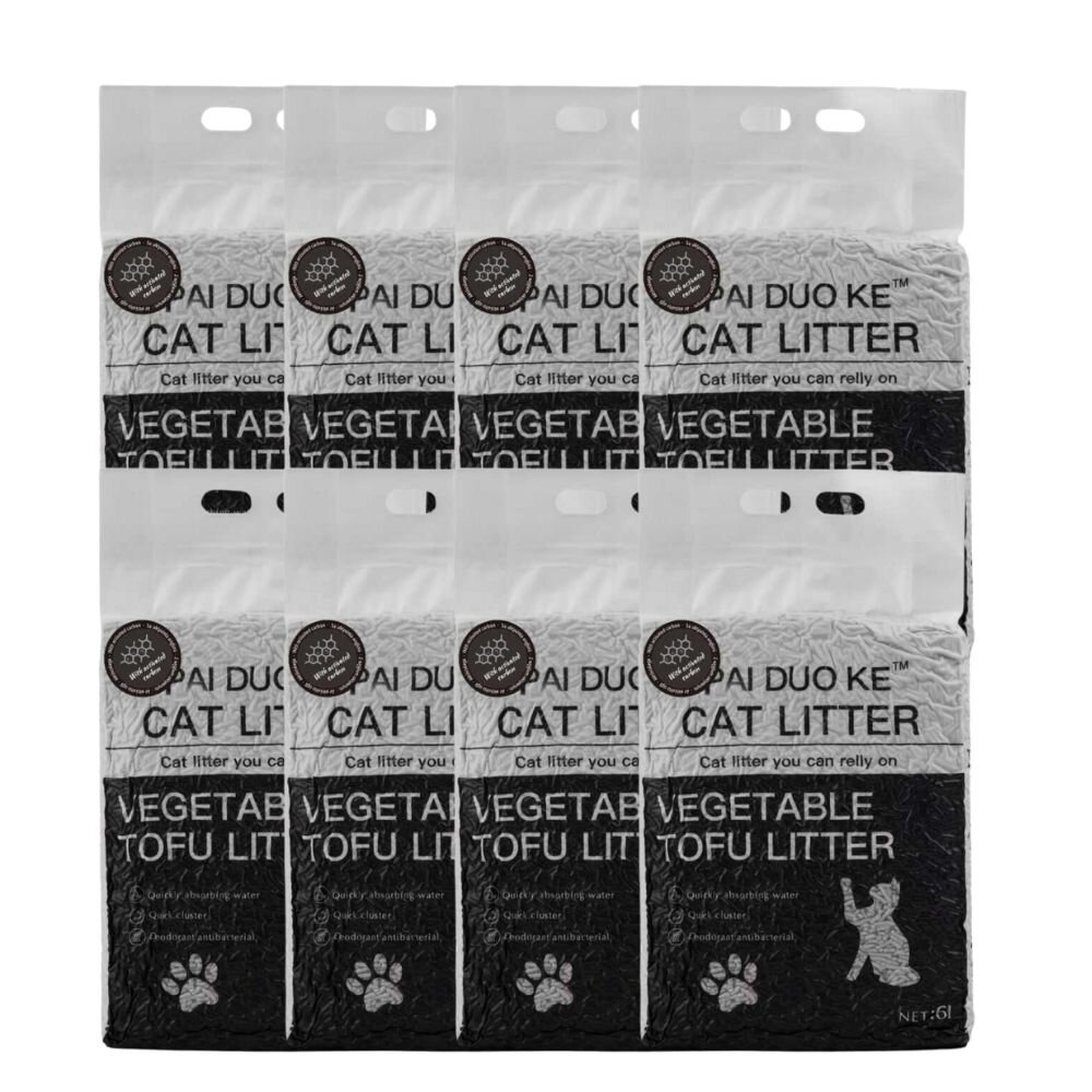 Kaķu pakaiši ar aktīvās ogles ekstraktu Tofu, 8x6l цена и информация | Smiltis un pakaiši | 220.lv