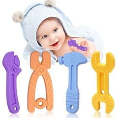 Bērnu košļājamā silikona rotaļlieta Smurf, 4 gab. cena un informācija | Zobu riņķi | 220.lv