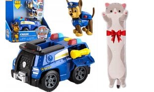 Policijas automašīna Spin Master Paw Patrol un plīša spilvens Cat, 50 cm cena un informācija | Rotaļlietas zēniem | 220.lv