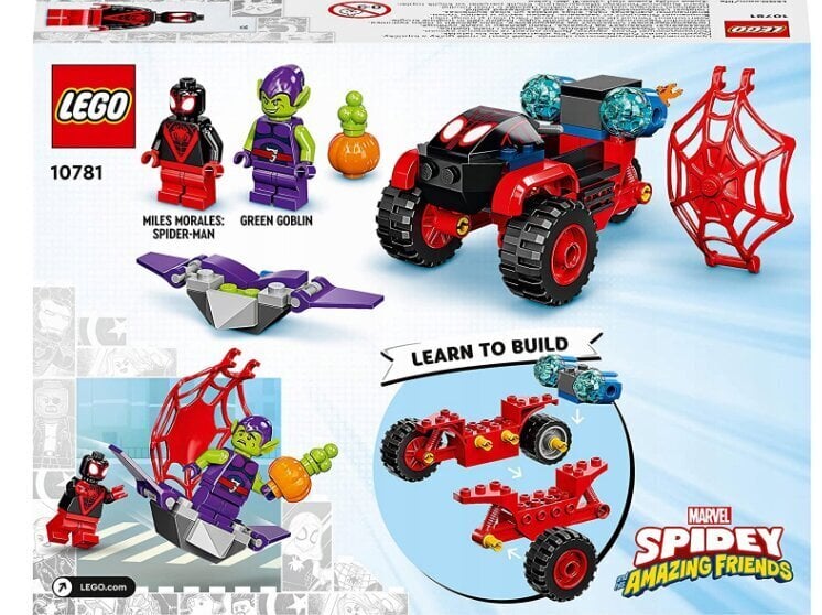 10781 LEGO Super Heroes Tech trīsritenis Zirnekļcilvēks un plīša spilvena kaķis, 50 cm цена и информация | Konstruktori | 220.lv