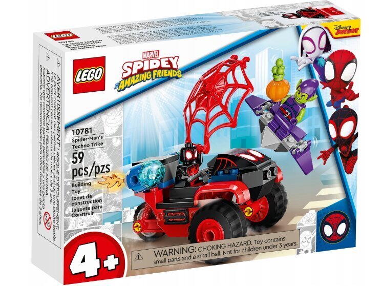 10781 LEGO Super Heroes Tech trīsritenis Zirnekļcilvēks un plīša spilvena kaķis, 50 cm цена и информация | Konstruktori | 220.lv