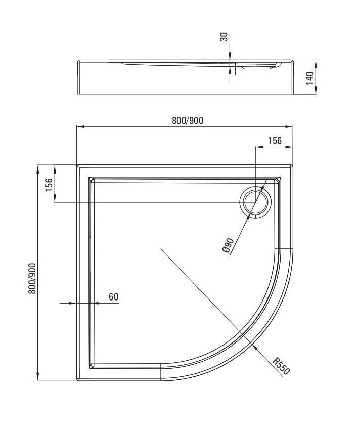 Prece ar bojājumu. Deante pusapaļais dušas paliktnis Jasmin, 80x80, 90x90 cm cena un informācija | Preces ar bojājumiem | 220.lv