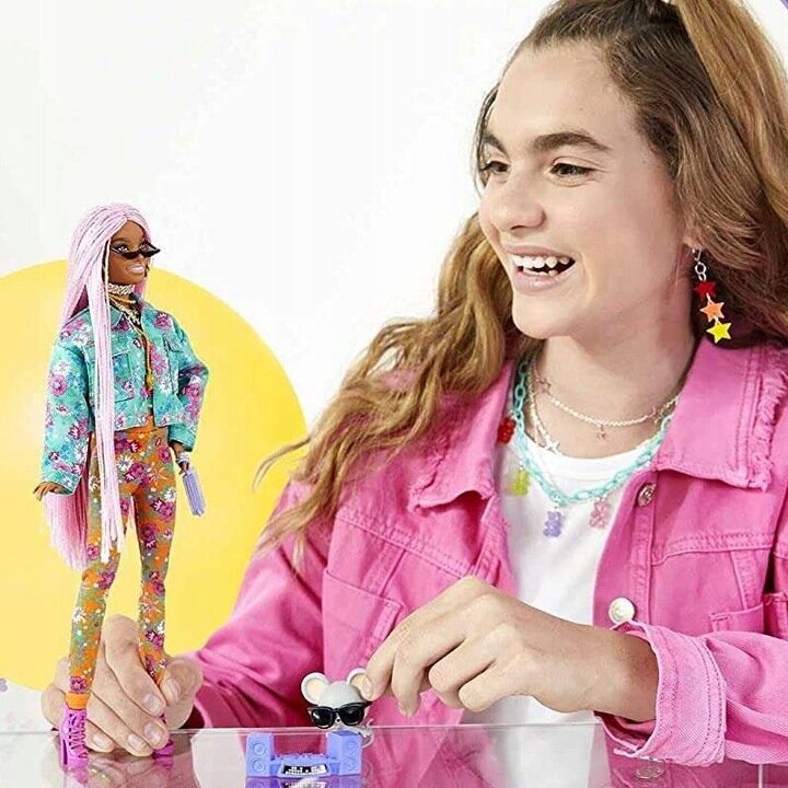 Lelle ar rozā matiem Barbie Extra cena un informācija | Rotaļlietas meitenēm | 220.lv