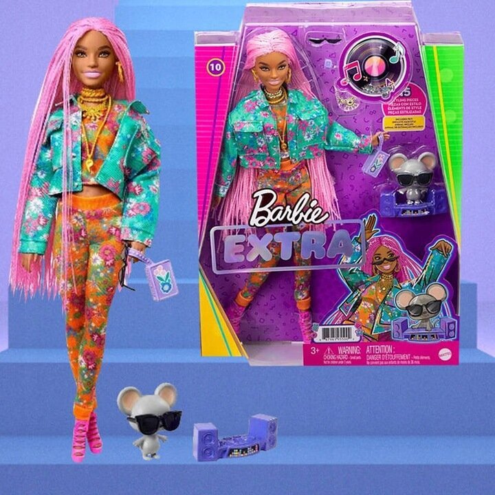 Lelle ar rozā matiem Barbie Extra cena un informācija | Rotaļlietas meitenēm | 220.lv