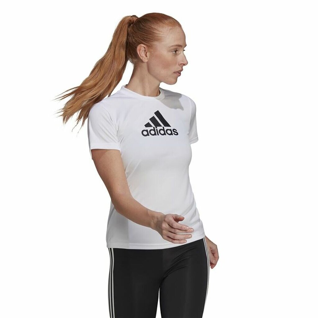 Sieviešu Krekls ar Īsām Piedurknēm Adidas Primeblue D2M Logo Sport Balts цена и информация | T-krekli sievietēm | 220.lv