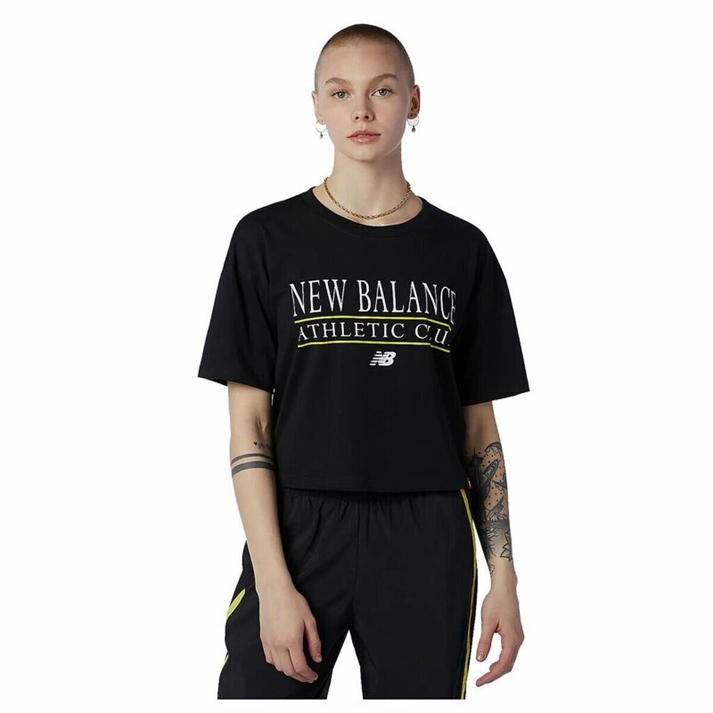 Sieviešu Krekls ar Īsām Piedurknēm New Balance Essentials Athletic Club Boxy Melns cena un informācija | T-krekli sievietēm | 220.lv