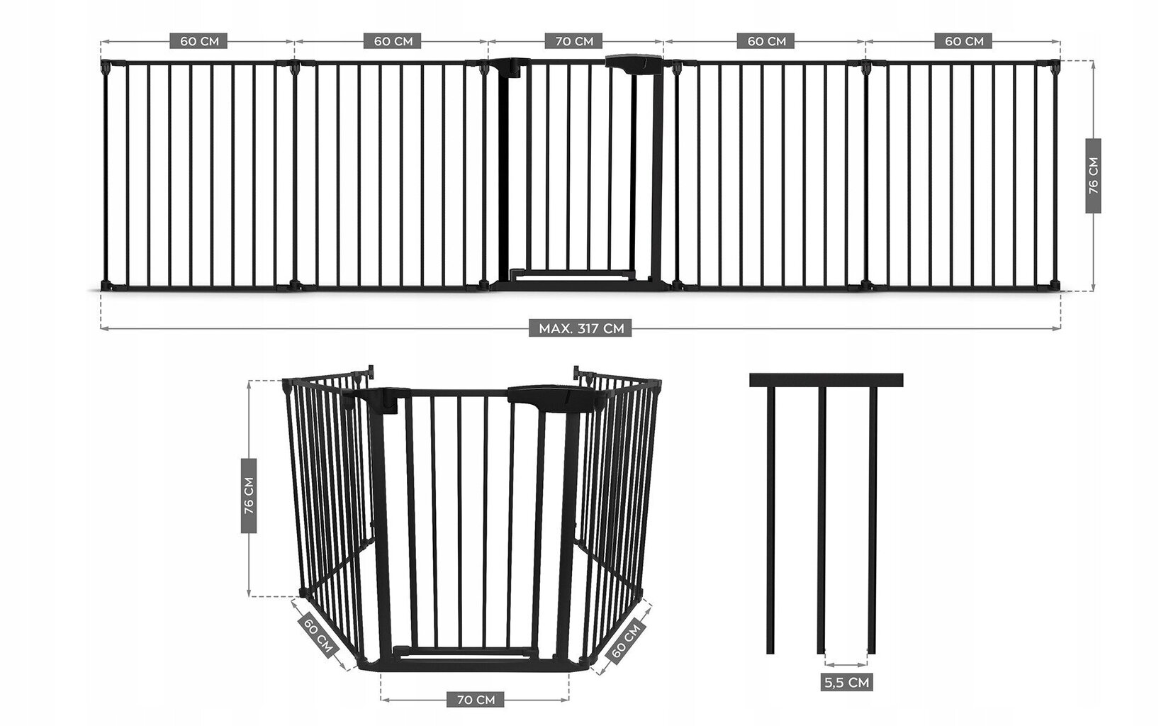 Drošības vārti Tulano, 317 cm cena un informācija | Bērnu drošības preces | 220.lv