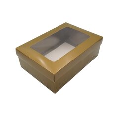 Dāvanu kastīte ar lodziņu, brūna, 1 gab. cena un informācija | Dāvanu saiņošanas materiāli | 220.lv
