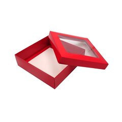 Dāvanu kastīte ar lodziņu, sarkana, 1 gab. cena un informācija | Dāvanu saiņošanas materiāli | 220.lv