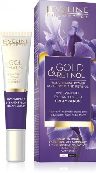 Pretgrumbu krēms-serums ādai ap acīm Eveline Gold & Retinol, 20ml цена и информация | Acu krēmi, serumi | 220.lv