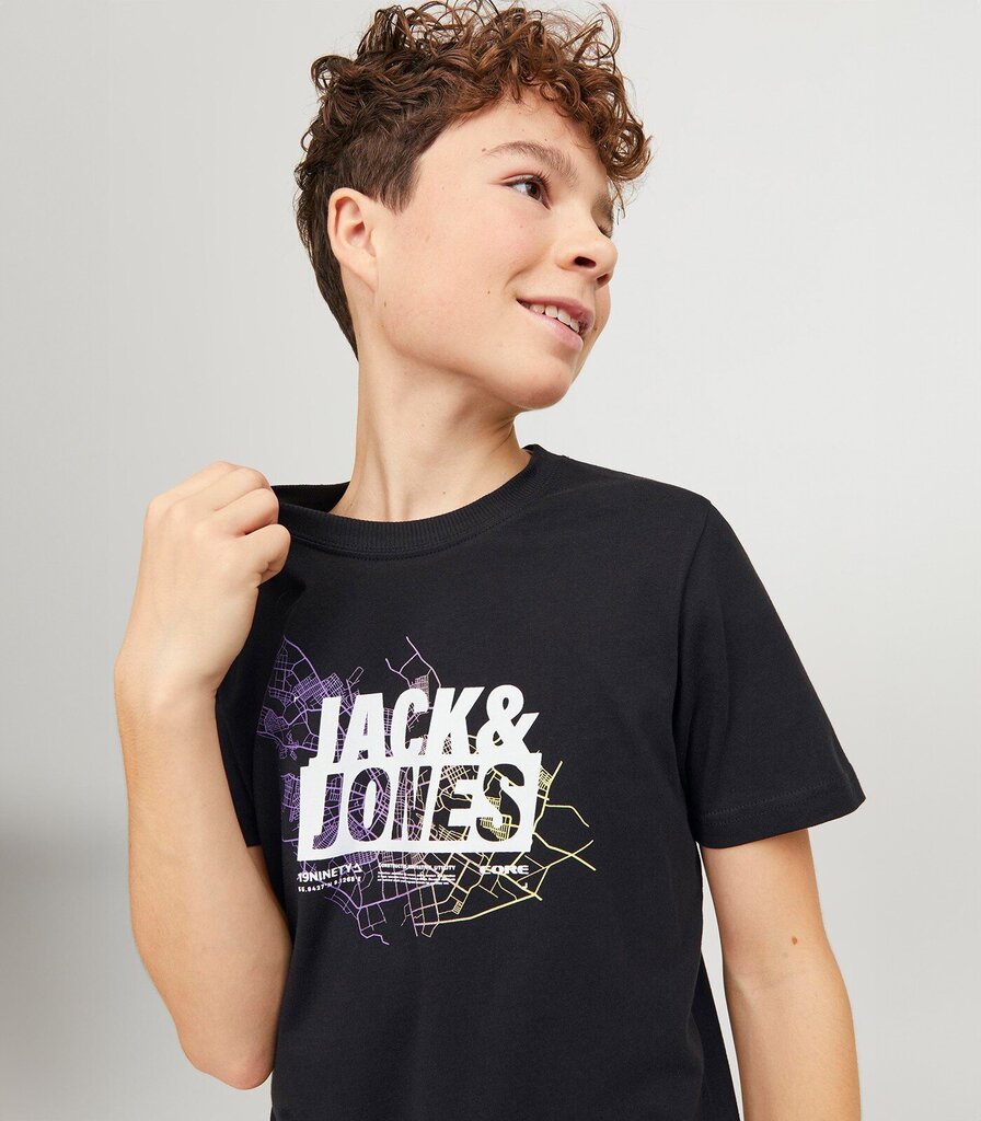 T-krekls zēniem Jack & Jones, melns cena un informācija | Zēnu krekli | 220.lv