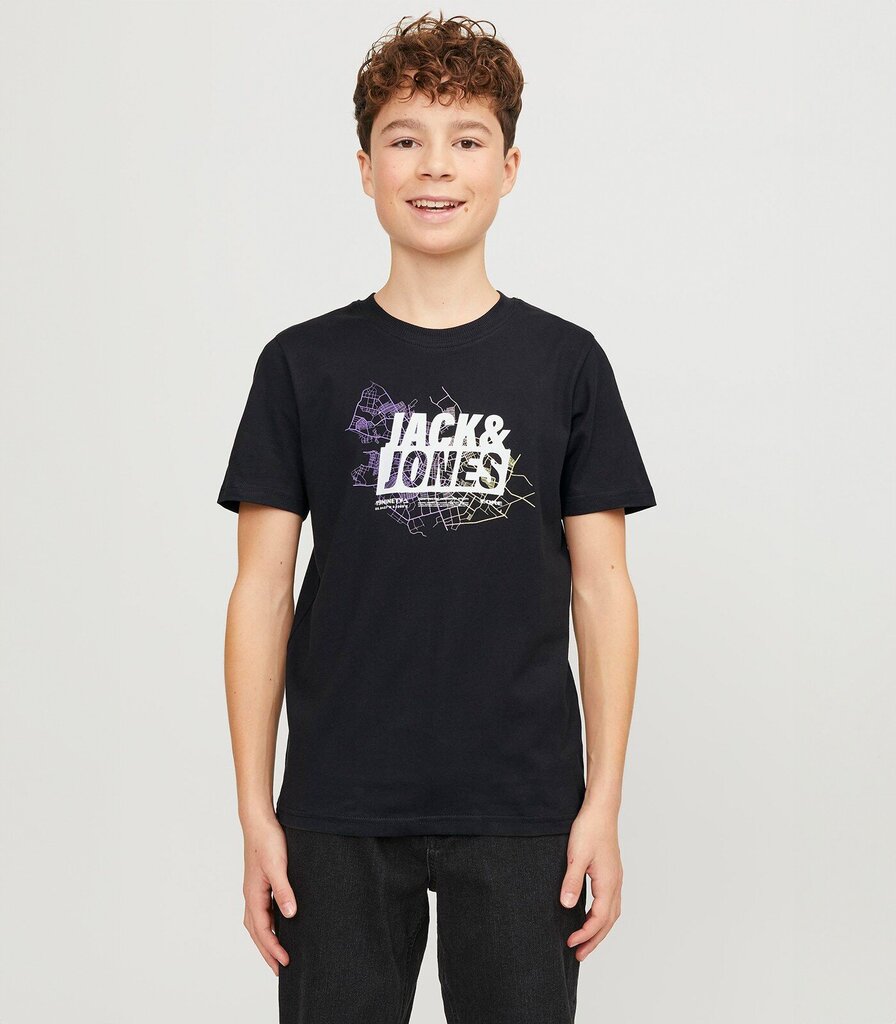 T-krekls zēniem Jack & Jones, melns cena un informācija | Zēnu krekli | 220.lv