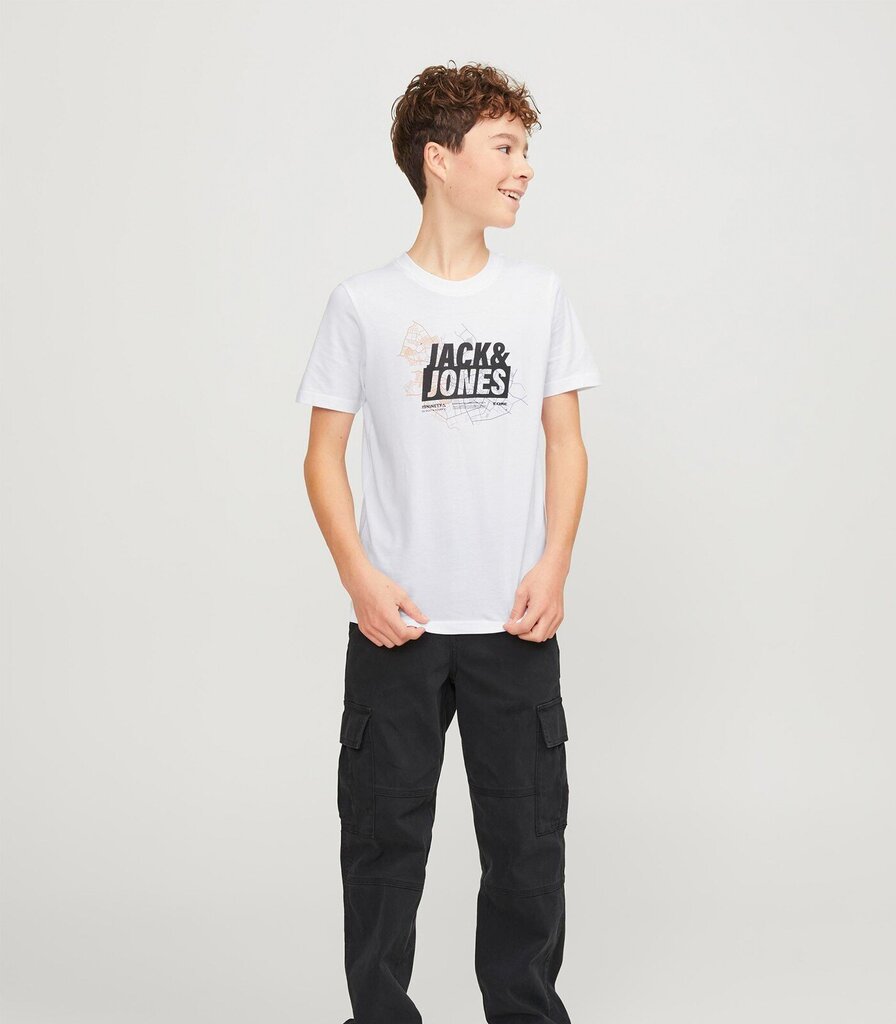 T-krekls zēniem Jack & Jones, balts cena un informācija | Zēnu krekli | 220.lv