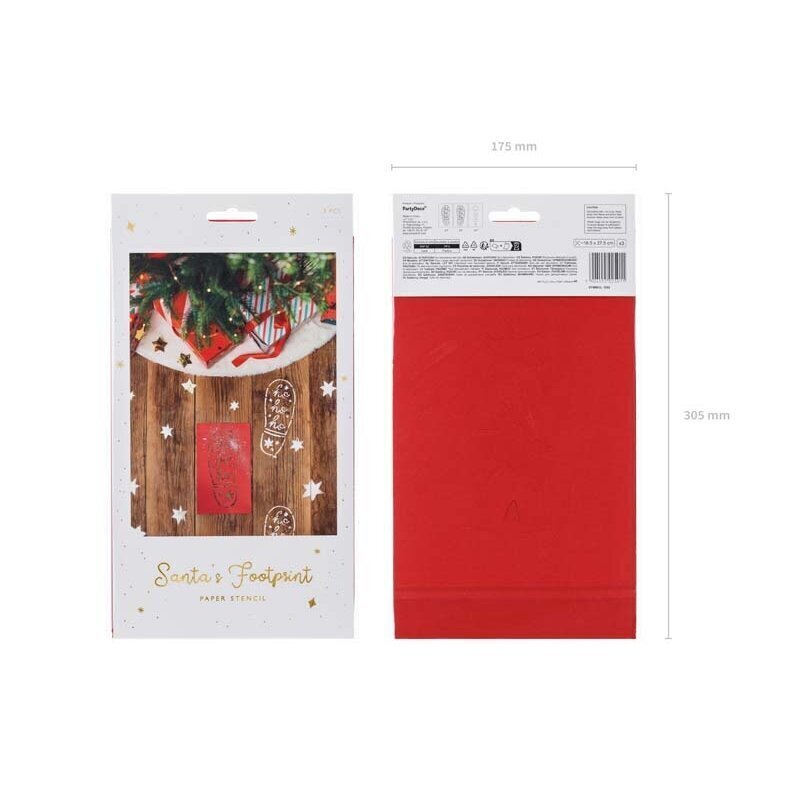 Papīra trafareti Ziemassvētku vecīša pēdas, 3 gab., sarkans cena un informācija | Svētku dekorācijas | 220.lv
