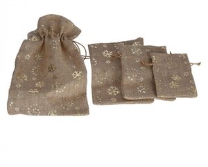 Ziemassvētku linu maisiņu komplekts, 4 gab, cena un informācija | Dāvanu saiņošanas materiāli | 220.lv
