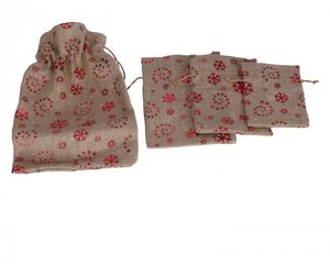 Ziemassvētku linu maisiņu komplekts, 4 gab. cena un informācija | Dāvanu saiņošanas materiāli | 220.lv
