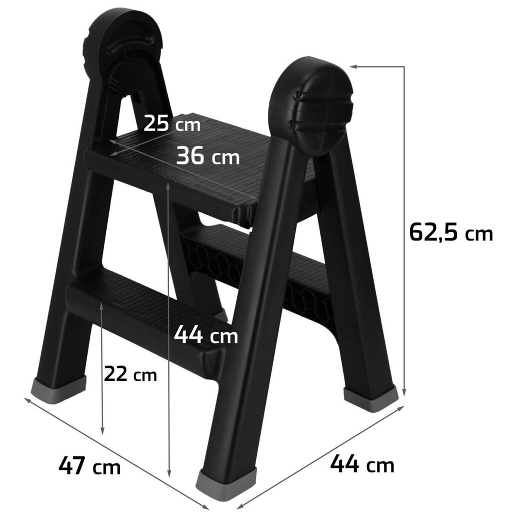 Saliekamās kāpnes Titan kistenberg, 2 pakāpieni, 63 cm cena un informācija | Saliekamās kāpnes, celtniecības sastatnes | 220.lv