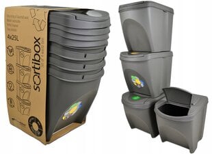 Atkritumu tvertņu komplekts Sortibox, 20l, 4gab, pelēks cena un informācija | Miskastes | 220.lv