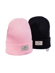 Женская зимняя шапка, 2 шт., розовая / черная цена и информация | Женские шапки | 220.lv