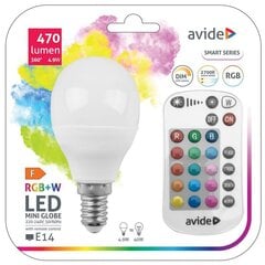 LED lampa AVIDE Smart RGB+W 4.9W G45 E14 470lm ar tālvadības pulti cena un informācija | Spuldzes | 220.lv