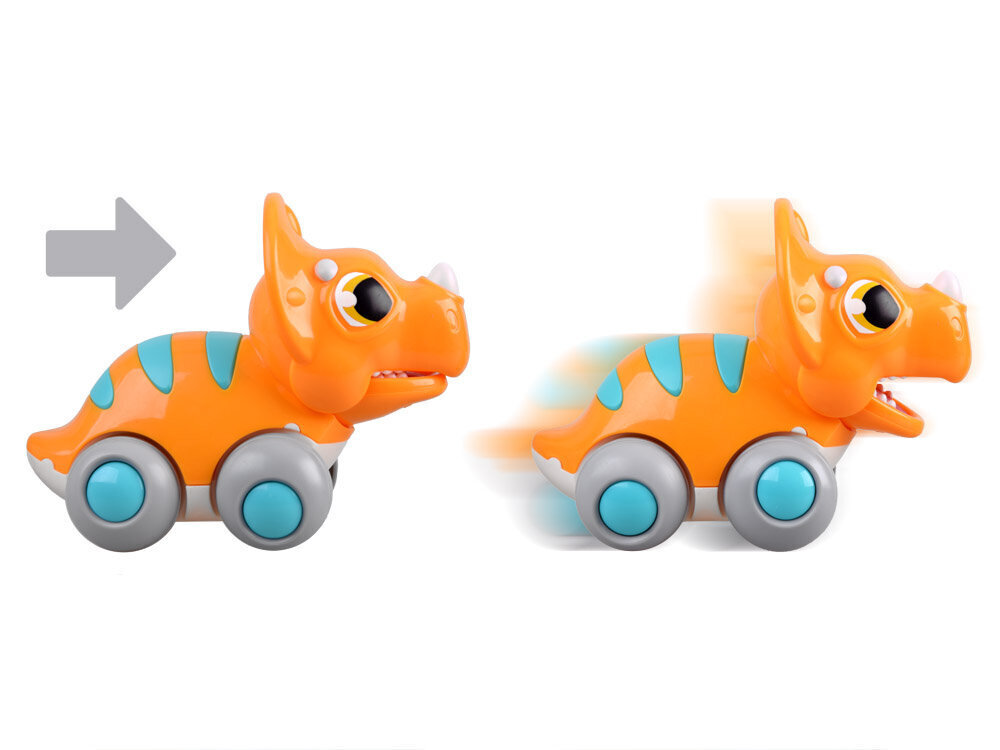 Dinozaurs Triceratops ar riteņiem Hola, oranžs cena un informācija | Rotaļlietas zēniem | 220.lv