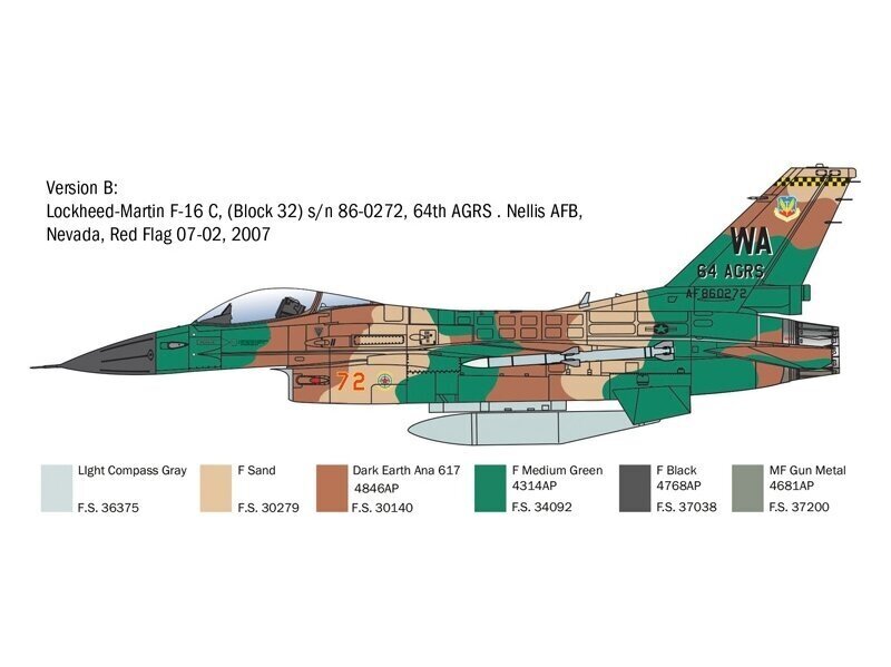 Lidmašina Italeri - Lockheed Martin F-16C Fighting Falcon, 1/48, 2825 cena un informācija | Konstruktori | 220.lv