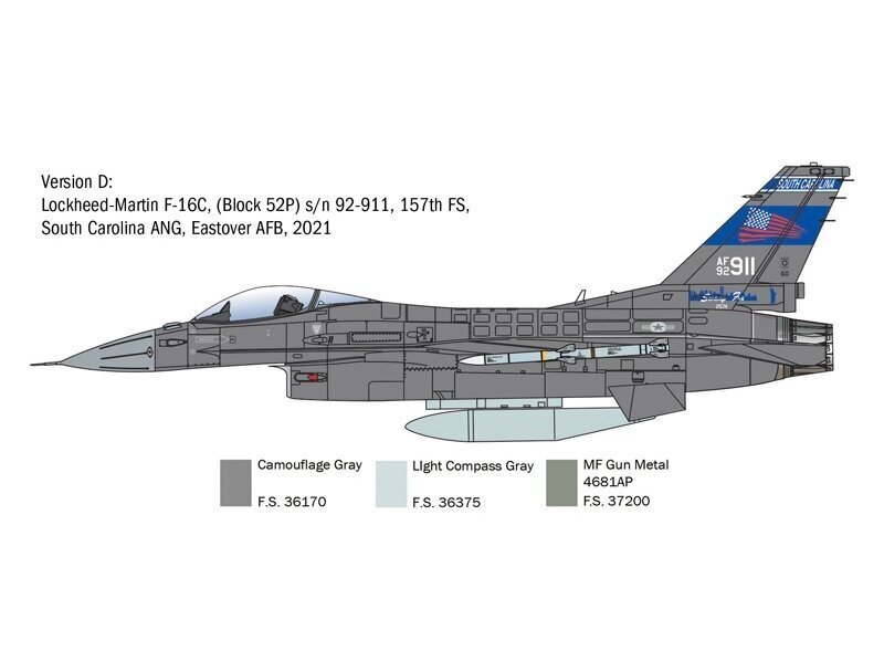 Lidmašina Italeri - Lockheed Martin F-16C Fighting Falcon, 1/48, 2825 цена и информация | Konstruktori | 220.lv