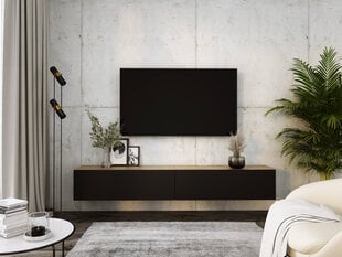 Piekaramais televizora skapis 2 X 100 cm Metjū melns, wotan ozols cena un informācija | TV galdiņi | 220.lv