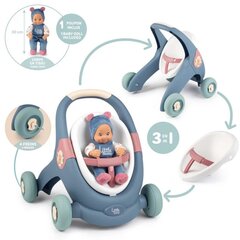 Bērnu ratiņi ar lelli Smoby, zili, 45 x 50 x 47 cm cena un informācija | Rotaļlietas meitenēm | 220.lv