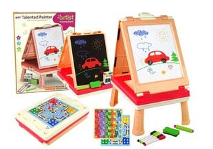 Divpusēja zīmēšanas tāfele 3in1 Lean Toys, rozā cena un informācija | Attīstošās rotaļlietas | 220.lv