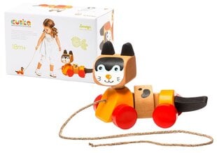 Koka vilkšanas rotaļlieta Kaķis Lean Toys cena un informācija | Rotaļlietas zīdaiņiem | 220.lv