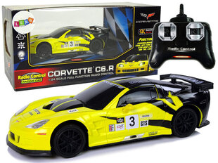 Ar tālvadības pulti vadāma automašīna Corvette C6.R Lean Toys, dzeltena cena un informācija | Rotaļlietas zēniem | 220.lv